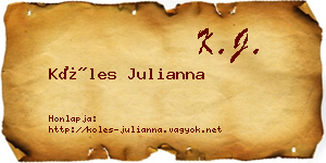 Köles Julianna névjegykártya